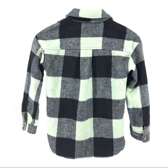 H&M Kids Black White Buffalo Check Plaid Flannel Long Sleeve Shaket - Picture 3 of 5